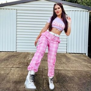 Blackmilk Plaid Pink Cargo Pants